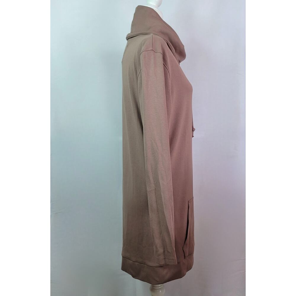 Lily & Lottie Tan Brown Funnel Neck Hoodie Long Sleeve Thumbholes Dress Womens M - Picture 3 of 14
